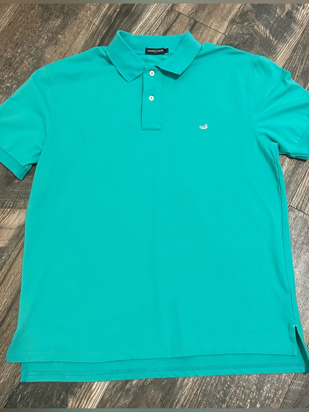 Southern Marsh Men's Teal Polo Shirt Pullover Large Short Sleeve Summer Beach